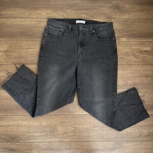 Madewell Slim Demi Boot Flared Black Raw Hem Straight Leg Jeans Size 32